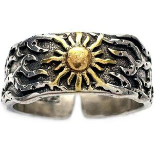 Men's Rings Silver Plated Brass Rings for Men Adjustable Open Rings, Trendy